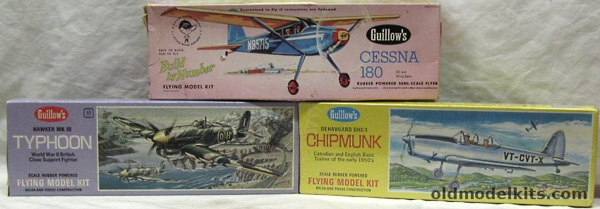 Guillows 60-150 Cessna 180 / 906 Hawker Typhoon / 903 DHC-1 Chipmunk Flying Model Kits plastic model kit